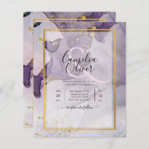 Dusty Purple Gold Alcohol Encre Mariage Abstrait