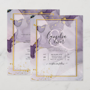 Papier Dusty Purple Gold Alcohol Encre Mariage Abstrait