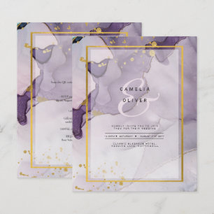 Papier Dusty Purple Gold Alcohol Encre Mariage Abstrait
