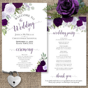 Papier Dusty Purple & Plum Floral Budget Wedding Programm