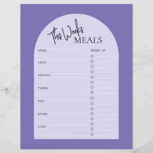 Papier Dusty Purple Texte Minimal Planificateur de repas 
