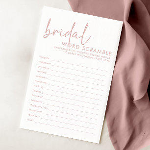 Papier Dusty rose et blanc Douche Word Scramble Jeu