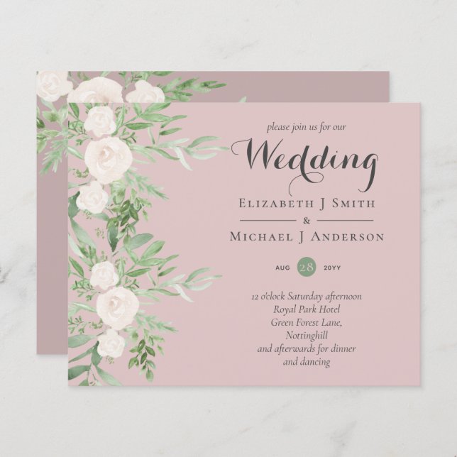 Papier Dusty Rose Magnolia Sage Floral BUDGET MARIAGE INV (Devant / Derrière)