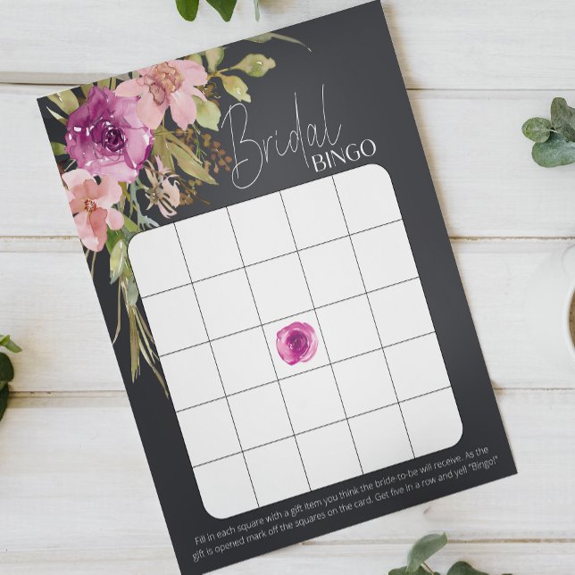 Papier Dusty rose violet floral Bingo de la nuptiale de c (Créateur téléchargé)