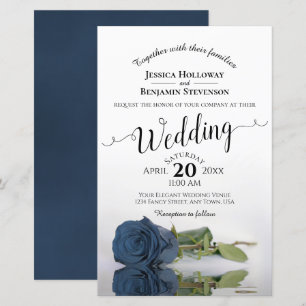 Papier Dusty Steel Blue Rose BUDGET Faire-part de mariage