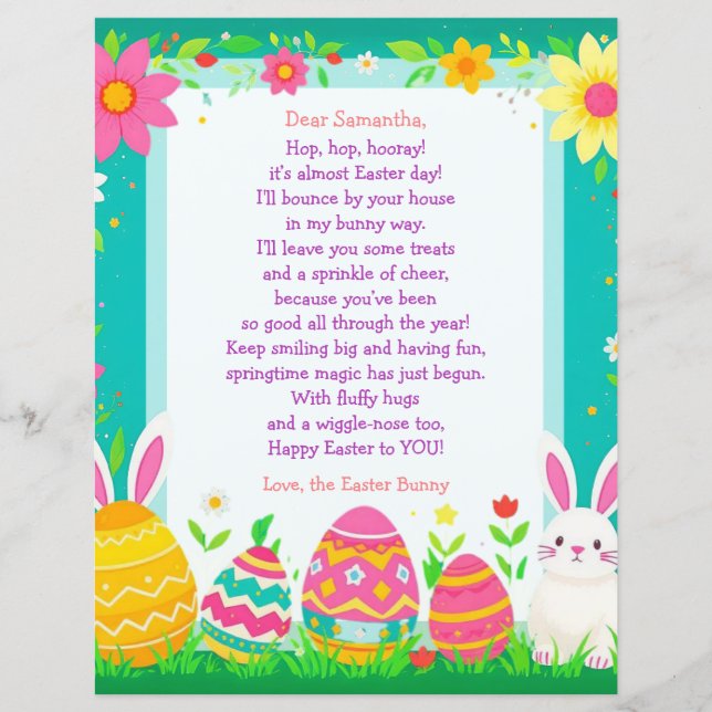 Papier Easter Bunny Letter and Question Game for Children (Devant)