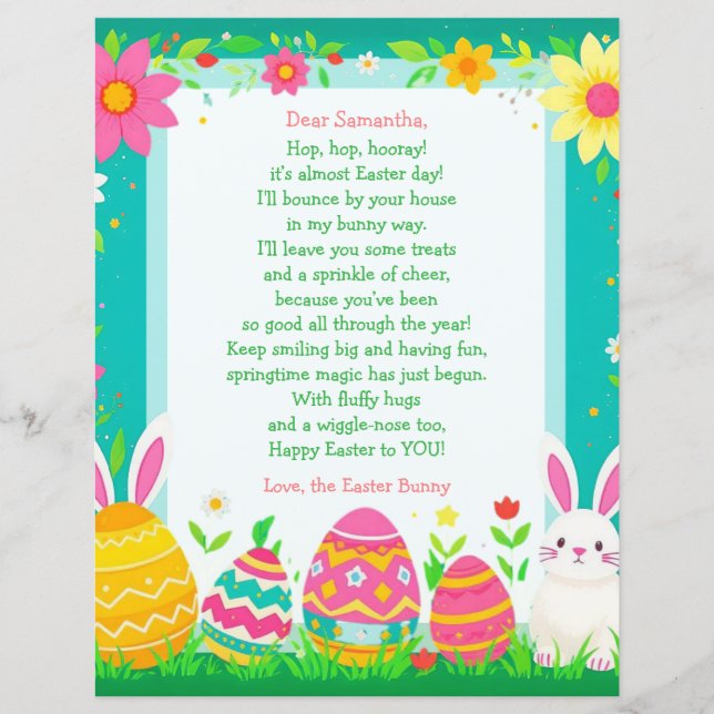 Papier Easter Bunny Letter and Question Game for Children (Devant)