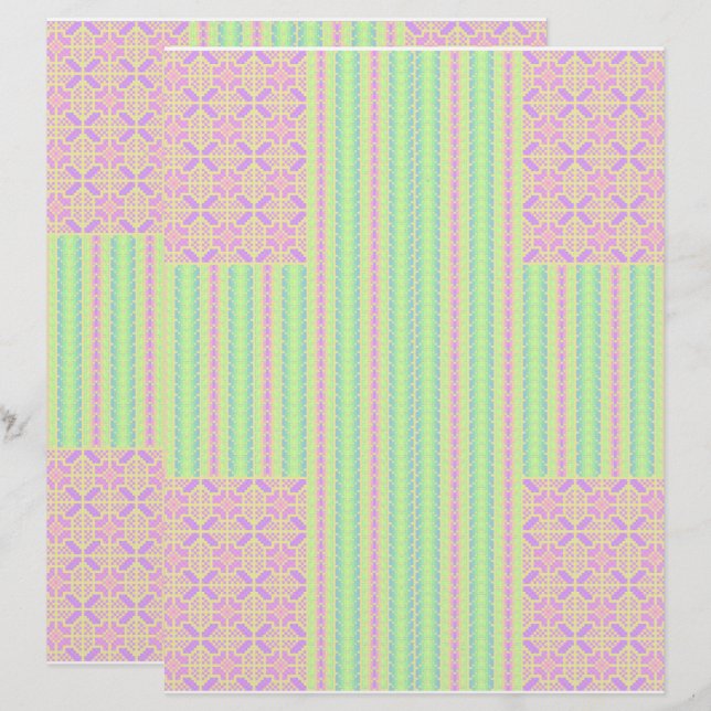 Papier Easter Pastel Cross 2-Sided Scrapbook Paper (Devant / Derrière)