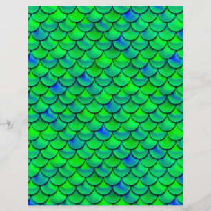 Papier Écailles Bleues Vertes Tombées