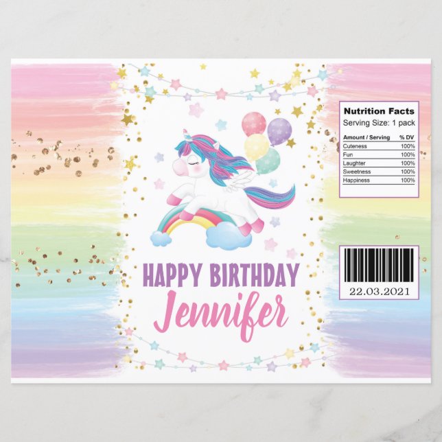 Papier Échangeable Unicorn Pastel Rainbow Chip Sac Wrappe (Devant)