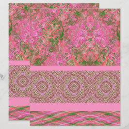 Papier échantillon rose pour album scrapbook 2 fac