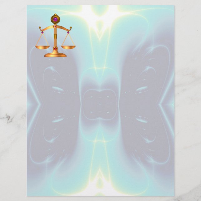 PAPIER ÉCHELLES D'OR DE LA LOI AVEC PIERRES GEM, SYMBOLE  (Devant)