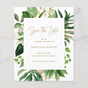 Papier Économie Moderne de Mariage Tropical de Luxe Save
