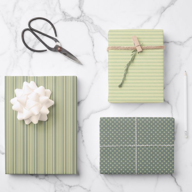 Papier écorce ton vert série de 3 dessins (Recto)