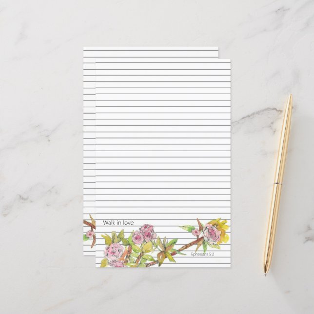 Papier Écriture Ephésiens 5 2 Marcher Dans L'Amour Linné (Devant/Arrière en situation)