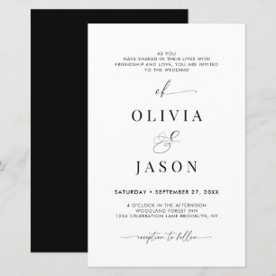 Papier Écriture romantique BUDGET Mariage noir et blanc