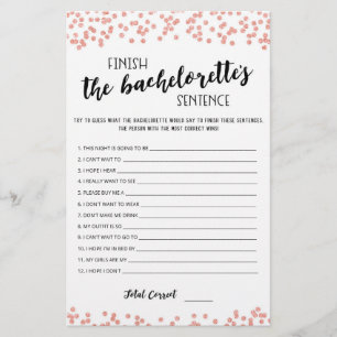 Papier Editable Finish the Bachelorette's Sentence Game