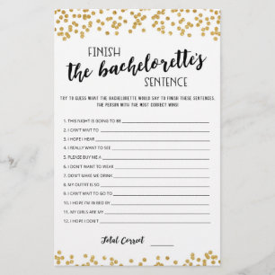 Papier Editable Finish the Bachelorette's Sentence Game