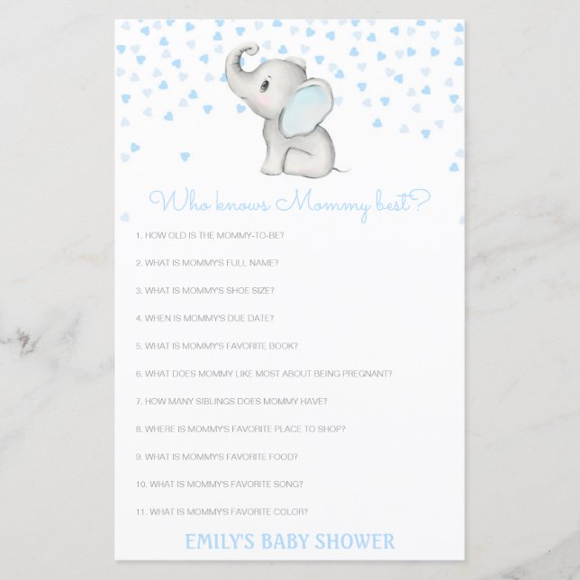 Papier Editable Qui Connaît Maman Meilleur Baby shower Je (Devant)