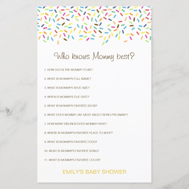 Papier Editable Qui Connaît Maman Meilleur Baby shower Je (Devant)