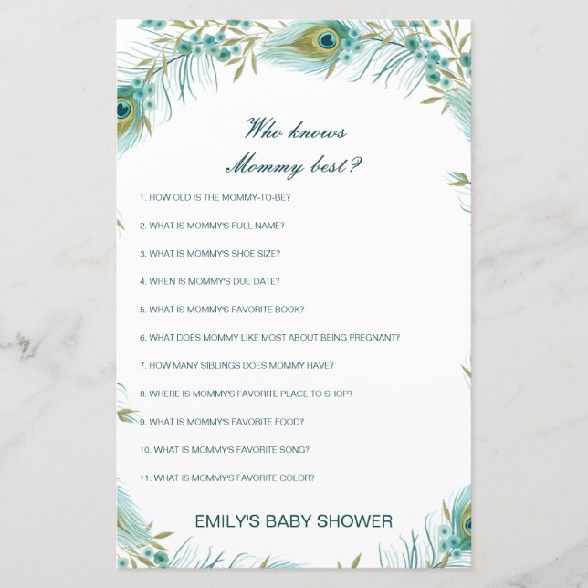 Papier Editable Qui Connaît Maman Meilleur Baby shower Je (Devant)
