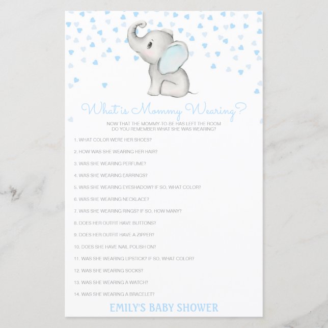 Papier Editable What is maman Wear Baby shower Game (Devant)