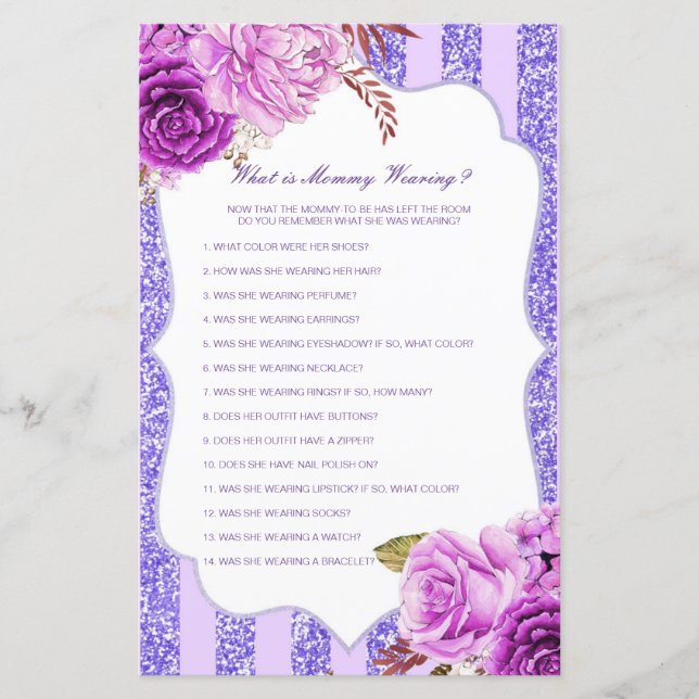 Papier Editable What is maman Wear Baby shower Game (Devant)