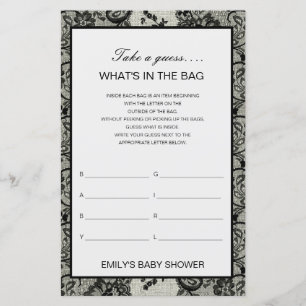 Papier Editable What's in the Bag Baby shower Game