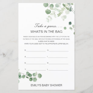 Papier Editable What's in the Bag Baby shower Game