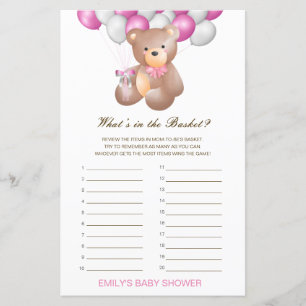 Papier Editable What's in the Basket Baby shower Game