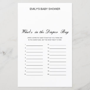 Papier Editable What's in the Diaper Bag Baby shower Game