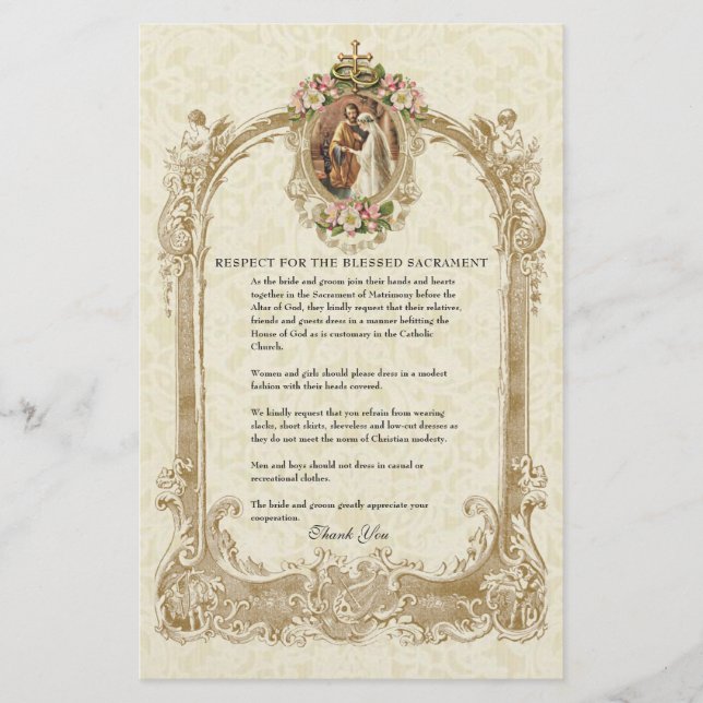 Papier Église Mariage catholique Modeste Attente pour les (Devant)