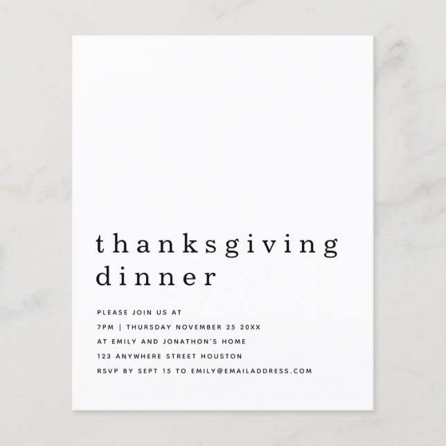 PAPIER | Einfache Text-Einladung zum Thanksgiving- (Vorne)