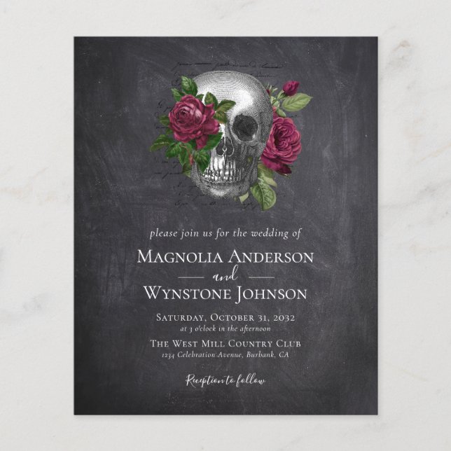 PAPIER-Einladung | Gothic Skull-Rose Flyer (Vorne)