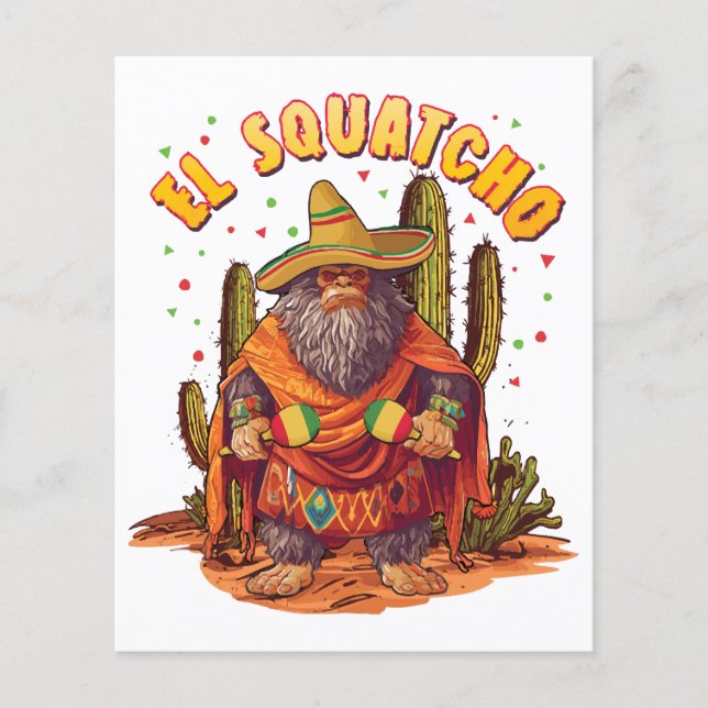 Papier El Squatcho Bigfoot avec Maraca, Sombrero et Ponc (Devant)