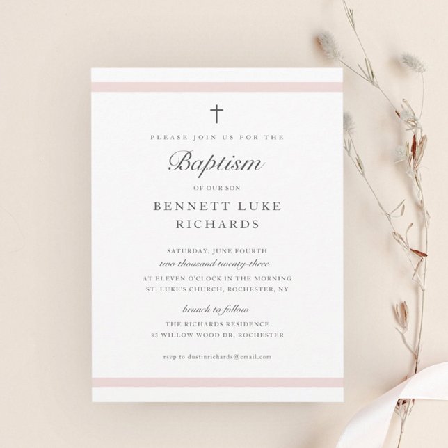 Papier Élégance moderne filles Baptême Invitation (Créateur téléchargé)