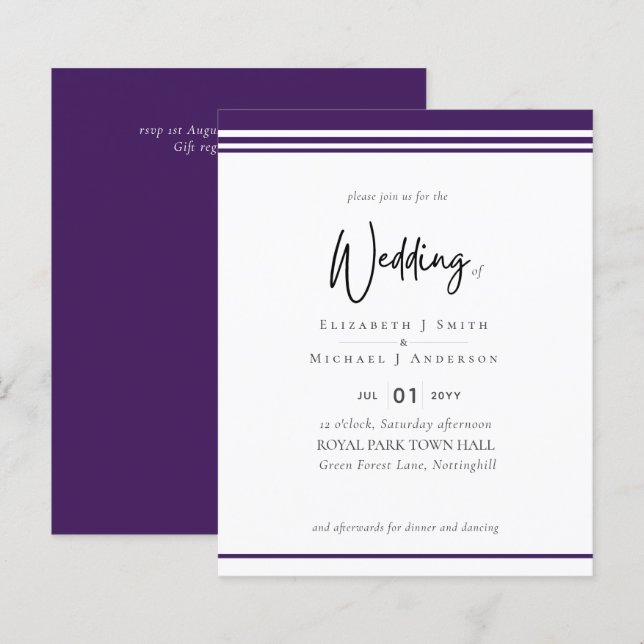 Papier Élégance Simple Mariage Moderne et Économique Viol (Devant / Derrière)