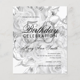 Papier Élégant 50e anniversaire Floral Argent blanc Invit