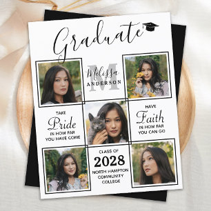 Papier Élégant 5 Photo Collage Graduation Invitation Budg