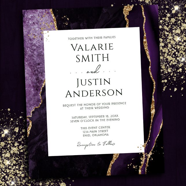 Papier Élégant Agate Violette Budget Mariage Tout en Un (Créateur téléchargé)