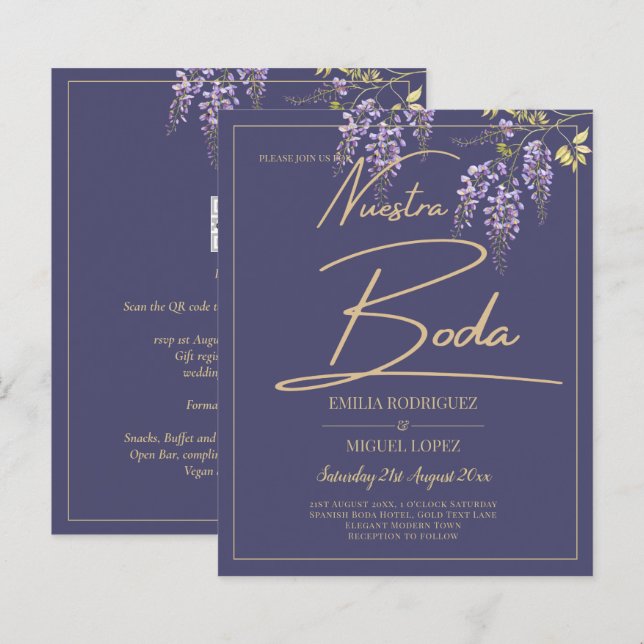 Papier ELEGANT All-In1 Wisteria Dusty Purple Mariage Or (Devant / Derrière)