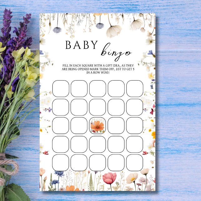 Papier Élégant Baby shower Fleur sauvage Bingo (Créateur téléchargé)