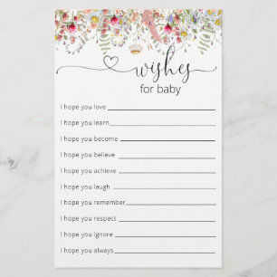 Papier Elégant Baby shower Fleur sauvage veut pour bébé