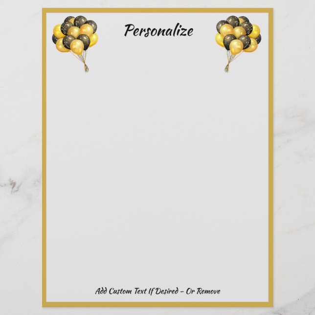 Papier Élégant Ballons de célébration Noir & Or (Devant)