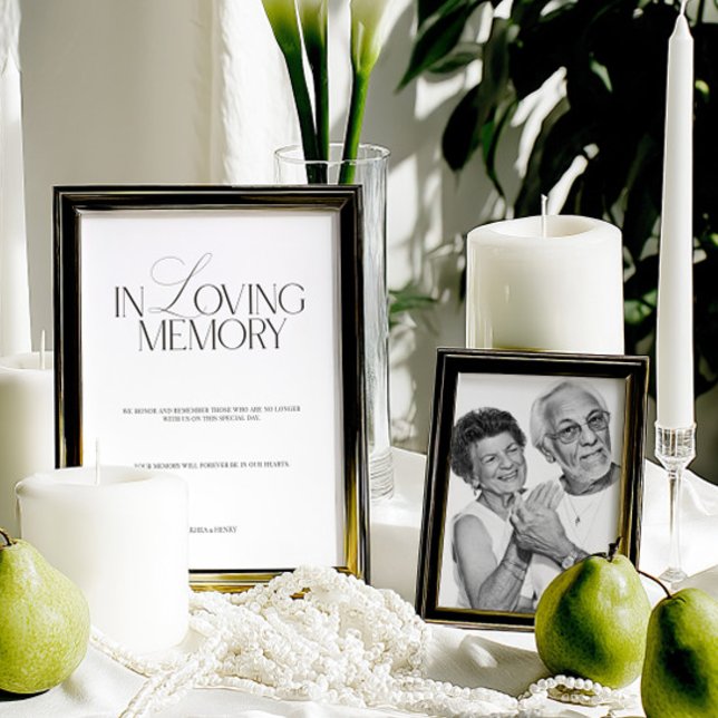 Papier Elegant Black & White In Loving Memory Sign (Elegant Black & White In Loving Memory Sign)