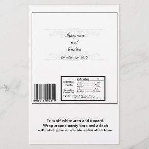 Papier Elégant blanc/Mariage Argent Grand Barre de sucrer