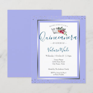 Papier Elégant bleu clair Quinceanera Budget Invitation