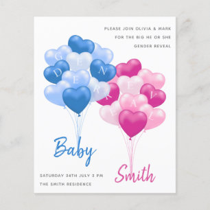 Papier Elégant bleu rose ballon sexe révéler invitation