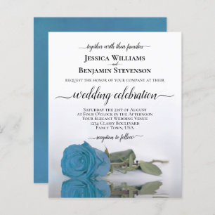Papier Elégant bleu turquoise Rose BUDGET Mariage Inviter