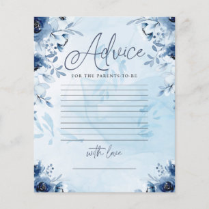 Papier Elegant Blue Flowers Boy Baby shower Conseils Jeu